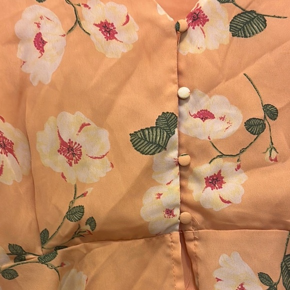 Leith Orange Peplum Blouse with Notched Collar and Long Sleeves - Picture 5 of 9